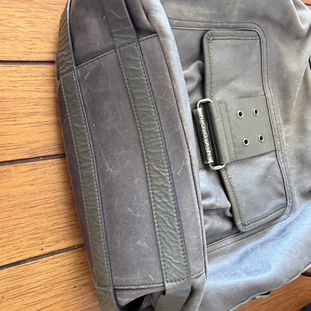 Hogan by TOD's Gray Metallic Leather‎ Hobo Bag Chunky Moto Shoulder Bag - Picture 11 of 11